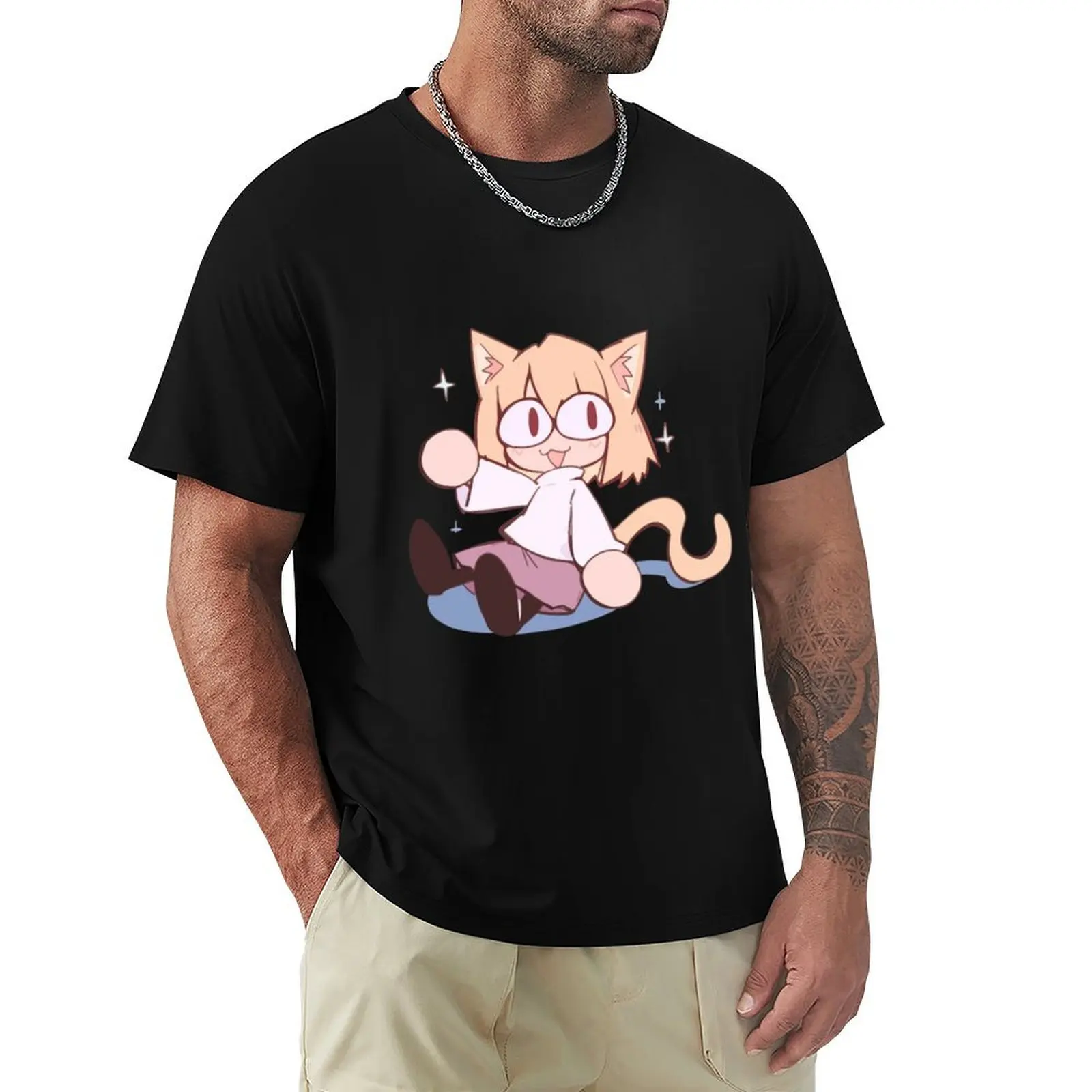 neco arc funny neco arc,neco arc memes,neko memes,funny neko,neco arc T-Shirt Basic Solid Color Short Sleeve Cotton Top