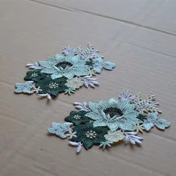 10Pcs/Lot 12*8cm Blue Green Flower Shiny Gradient Sewing Motif Venise Lace Applique for Garment Embroidery Lace Patches