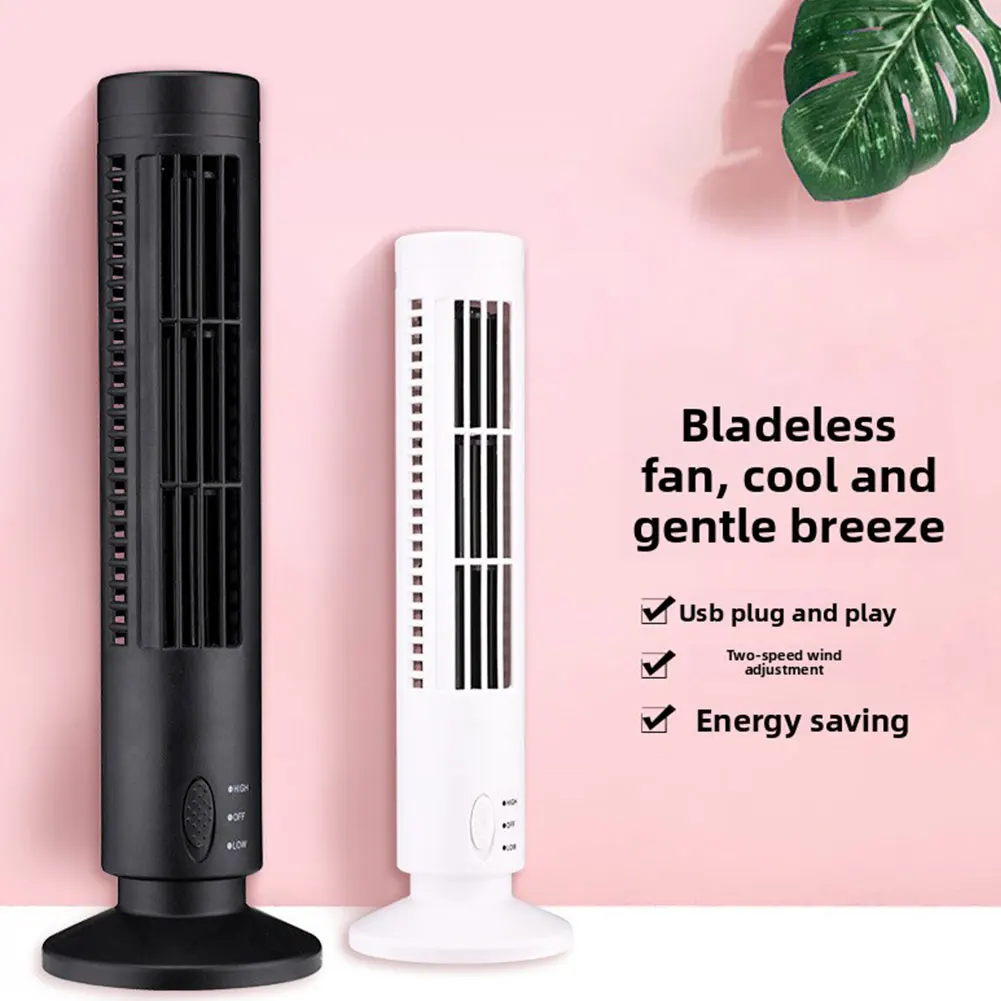 USB Bladeless Air Cooler Fan, 2 Speed Ultra-Quiet Air Conditioner , Household Office Tower Fan, Air Cooling Fan for Home Office