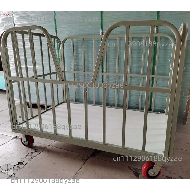 Iron folding cart, clothing fabric turnover cart, silent universal wheel fence cart