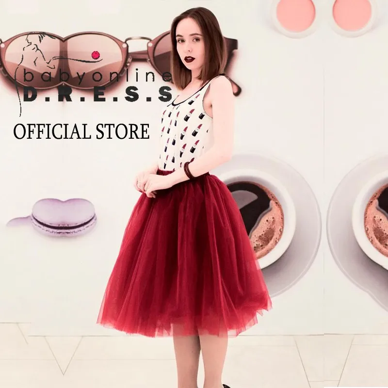 

BABYONLINE Short Petticoat Halloween Tulle Skirt Mesh A Line Underskirt Wedding Accessories Adult OutfiElastic Waist Skirt