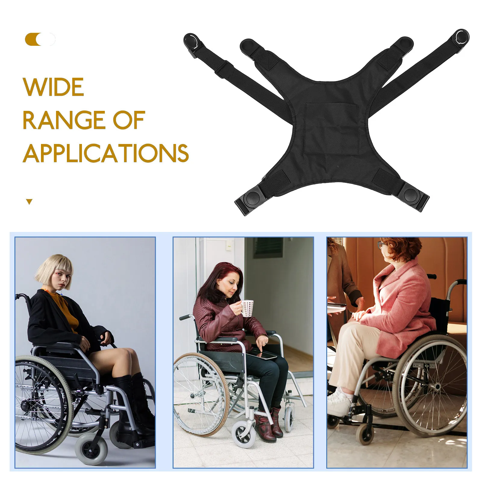 Elderly Wheelchair Vest Waist Belt with Backrest Support Adjustable Safety Harness for Fall Prevention Comfortable Lap