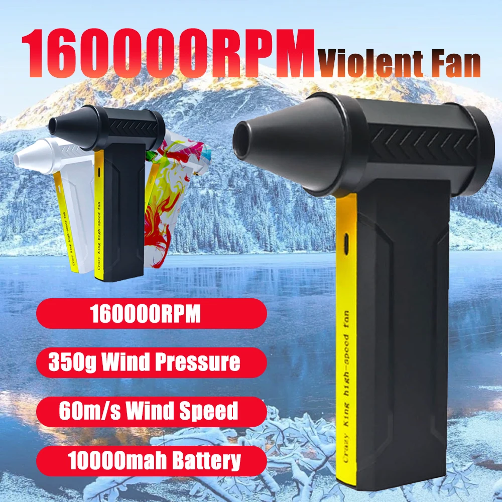 New 160000RPM Powerful Wind 60M/S Mini Turbo Jet Fan 10000MAH Handheld Brushless Motor Snow Blower industrial Duct Fan Car Dryer