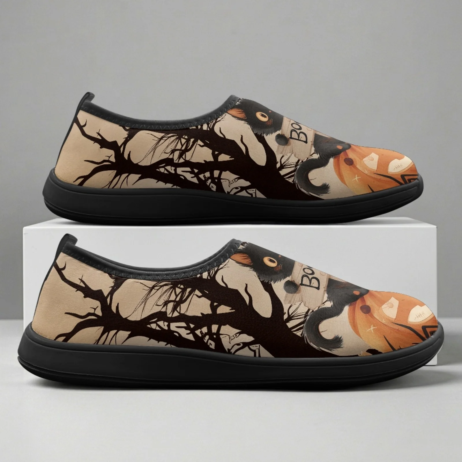 PENSTROLL Cat Ghost Pattern Slip On Zero Drop Footwear for Work Polyester & EVA Sports Shoes Sneakers Fashion 2026