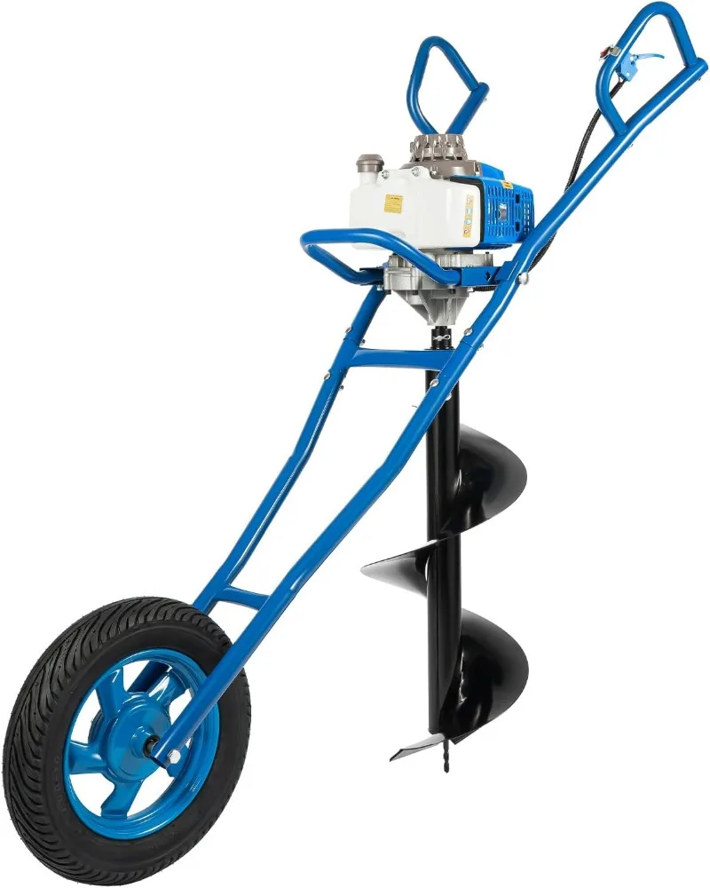 

63CC 2-тактный копач для отверстий в стойке 3HP Газовый шнековый борд-боель для земли Большой топливный бак Наземная дрель Тачка со дрелью