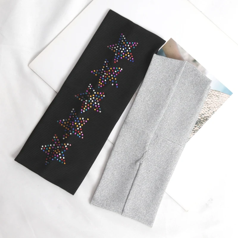 Einfache, modische, schwarze, elastische Haarbänder für Mädchen, rutschfest, weiches Haar-Accessoire, Sterne, Kopfwickel für Frauen, Yoga, Workout, Stirnband – Detail 6
