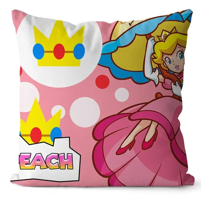 Super Marioes Bros Pillow Covers Warm Cushion Cover 45x45cm  Anime Luigi Figure Fleece Pillowcase Sofa Plush Bedroom Decoration