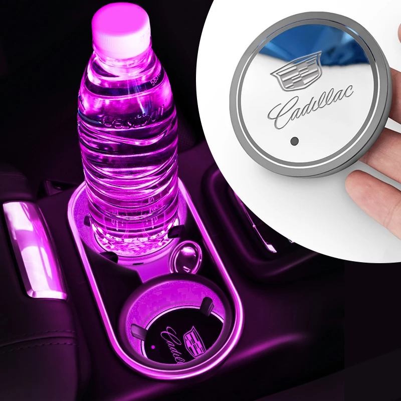 

Car USB Charging Luminescent Cup Pad Interior Atmosphere Lamp For Cadillac Logo Escalade CTS ATS SRX XTS XT5 STS CT5 CT6 BLS XLR