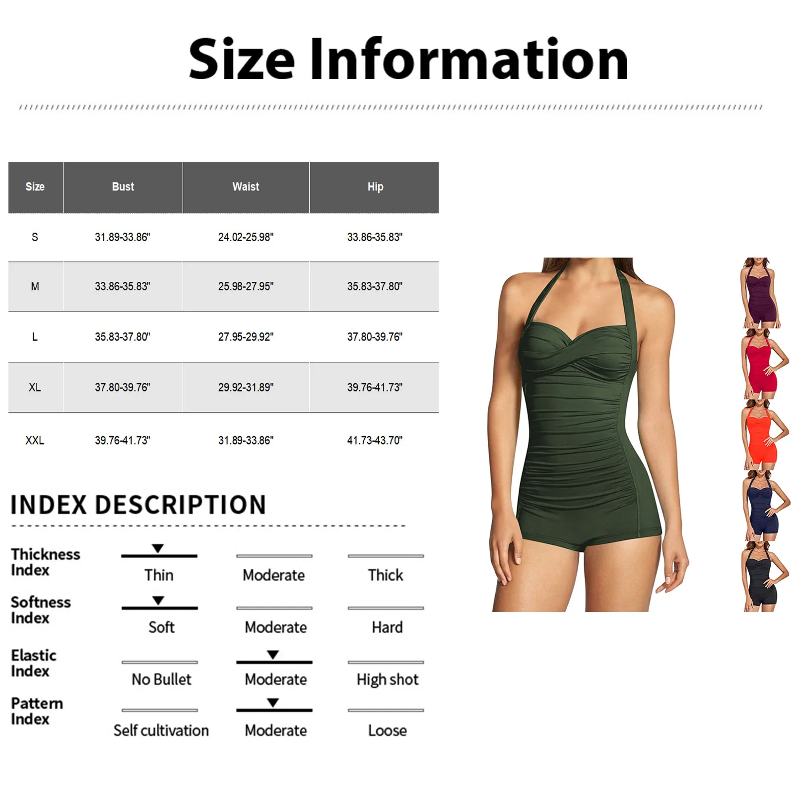 Women\'s Solid Color Sexy Backless Halting Neck Pleated Jumpsuit Bikini Summer Fashionable Slim Fit One Piece Swimsuits Thong