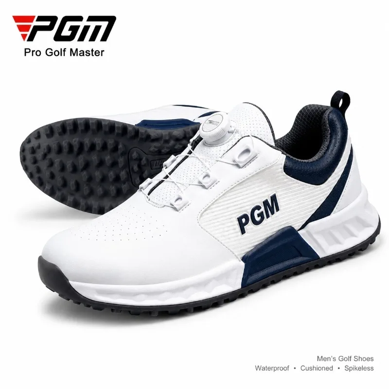 PGM Men’s Golf Shoes Waterproof Spikeless BOA Dial Closure Lightweight Cushioned Rebound EVA Anti-Slip Outdoor Golf Sneakers