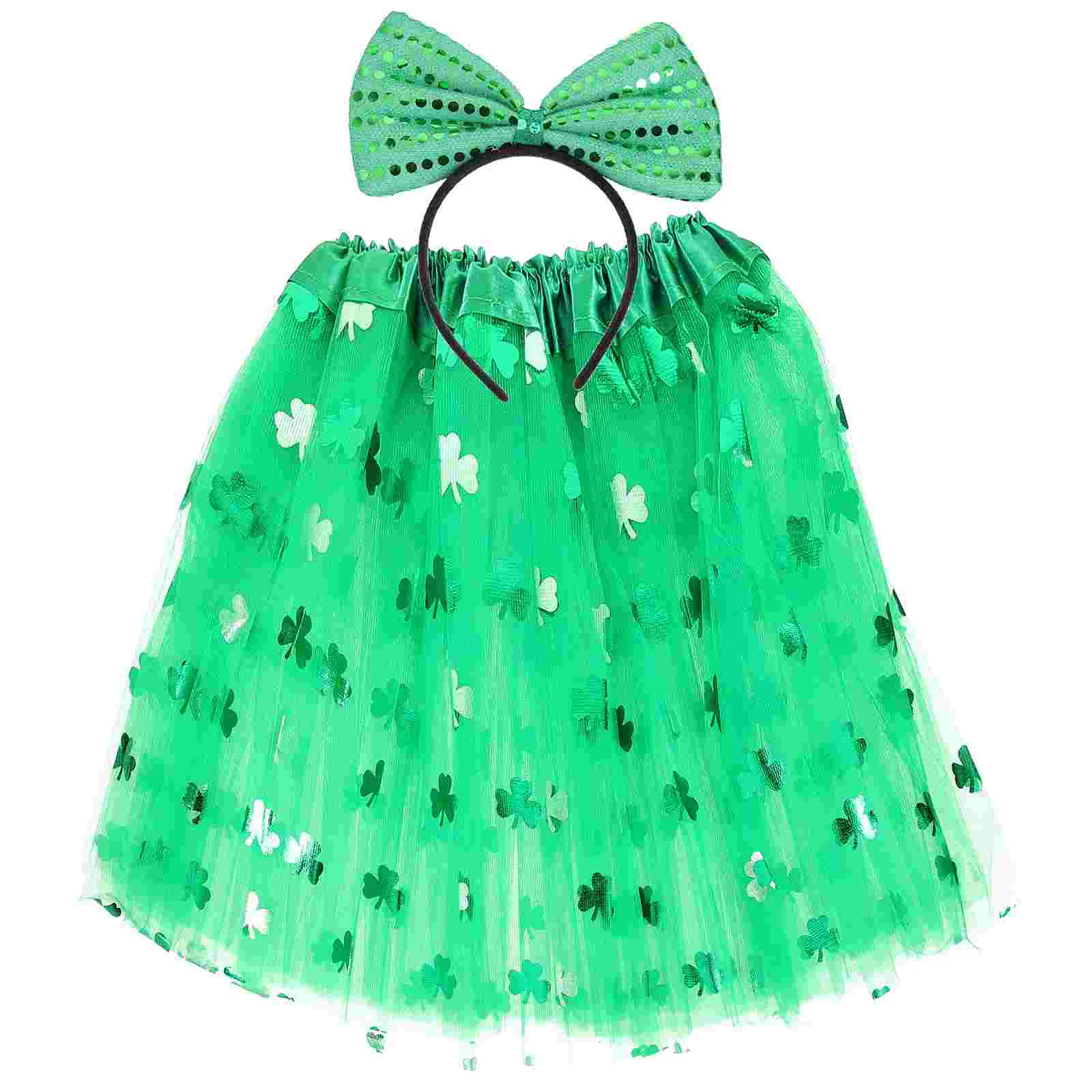 1 Set St Patrick's Day Costume Creative Kids Skirt Festival Stylish Hair St Patrick's Day Costume Set