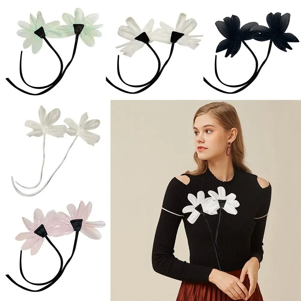 2Pcs Fashion Cloth Fabric Collar Flower DIY Sew Handmade Flower Brooch Pins Lace Flower Lapel Pins Wedding Party