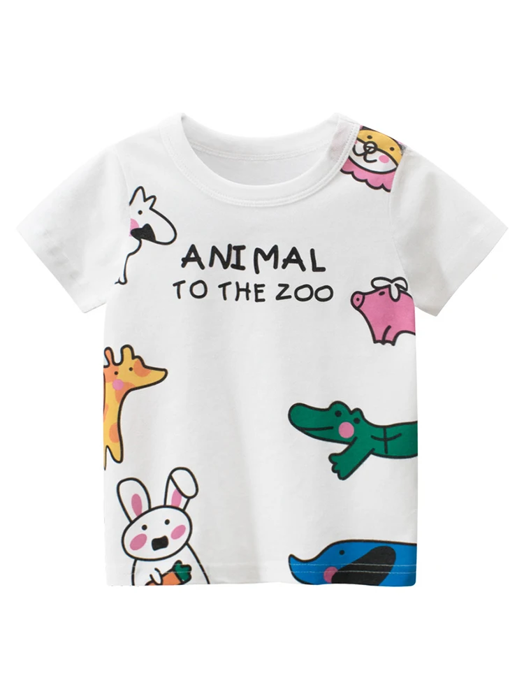 

Cartoon T-shirts Girls Short Sleeves Printed Tee Shirts Boy's Tops Summer Unisex Kids Clothes Birthday Tshirt for Girl Clothing