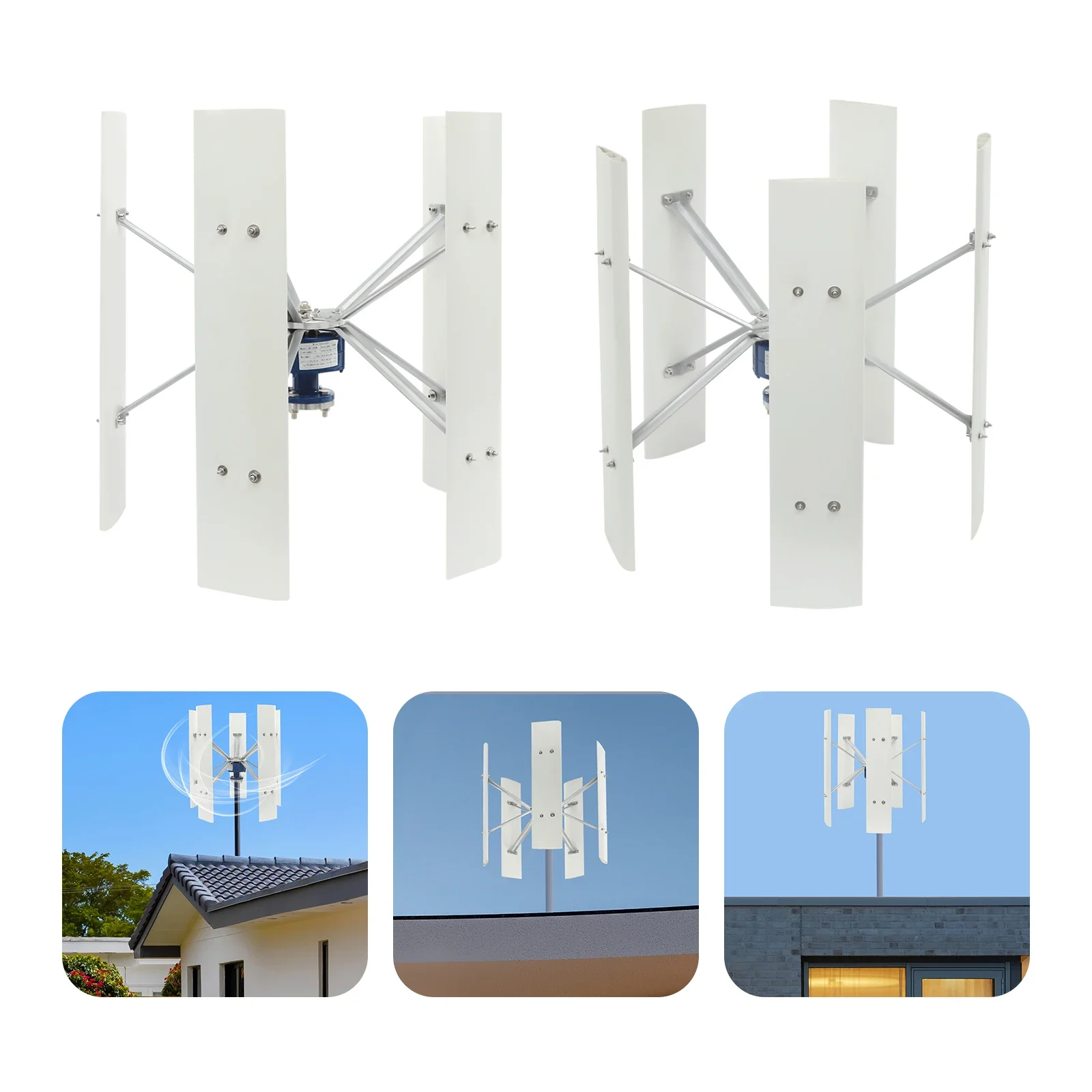 12V/24V Wind Power Generator,100W 5-blade Vertical Axis Wind Turbine Generator,2.5m/8.2ft/s Starting Wind Speed view 4