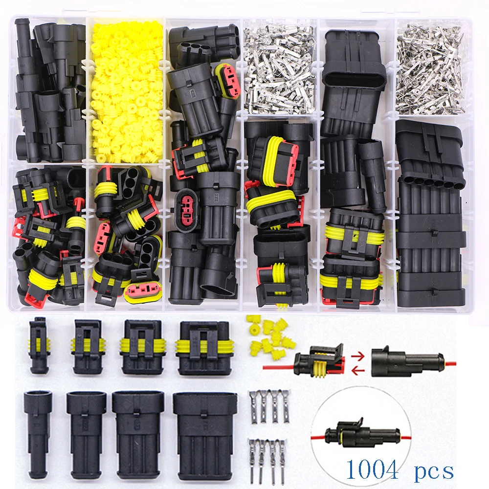 240/352/708/1004 Stück wasserdichter Auto-Steckverbinder-Set, männlich und weiblich, Paar-Terminal, Kabelbaum-Stecker, 1–6 Löcher