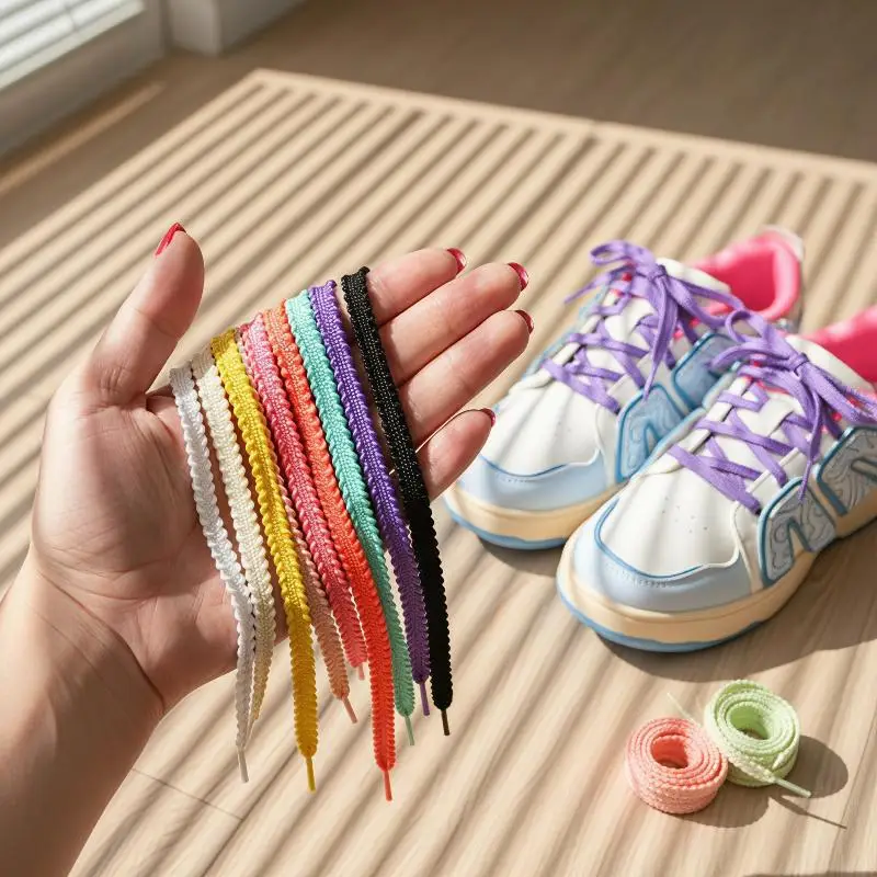 1 Pair 0.7mm 120CM Flat Braided Shoelaces Wheat Ears Gear Pattern Replacement Laces for Casual Shoes