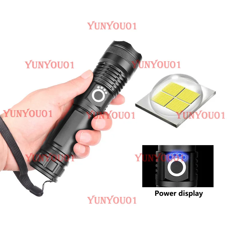 Cross-border New P50 Strong Light Flashlight, Telescopic Focusing USB Charging Outdoor Super Bright Long-range Multi