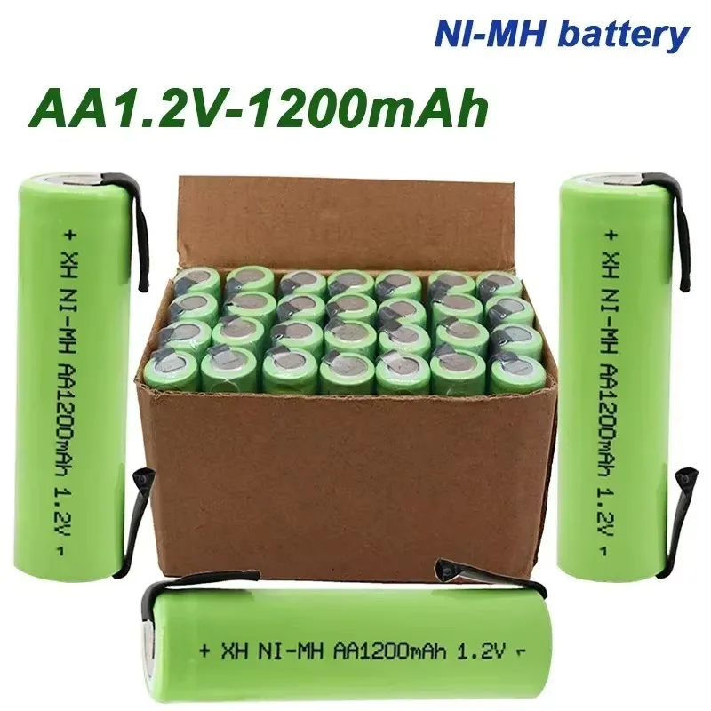 

100% Original 1.2V AA battery 1.2V Rechargeable Battery, 1200mah, AA NiMH, with Solder Pins, DIY Electric Toothbrush Shaver