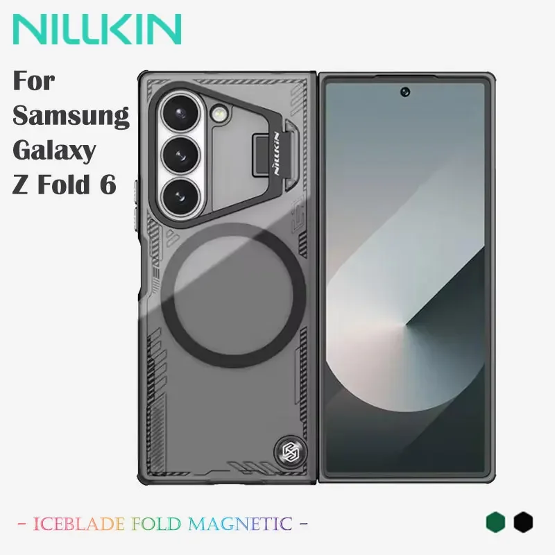 حافظة NILLKIN Iceblade Fold المغناطيسية لهاتف Samsung Galaxy Z Fold 6 5G، متينة، غير اصفرار، حامل ألومنيوم للفضاء الجوي، MagSafe