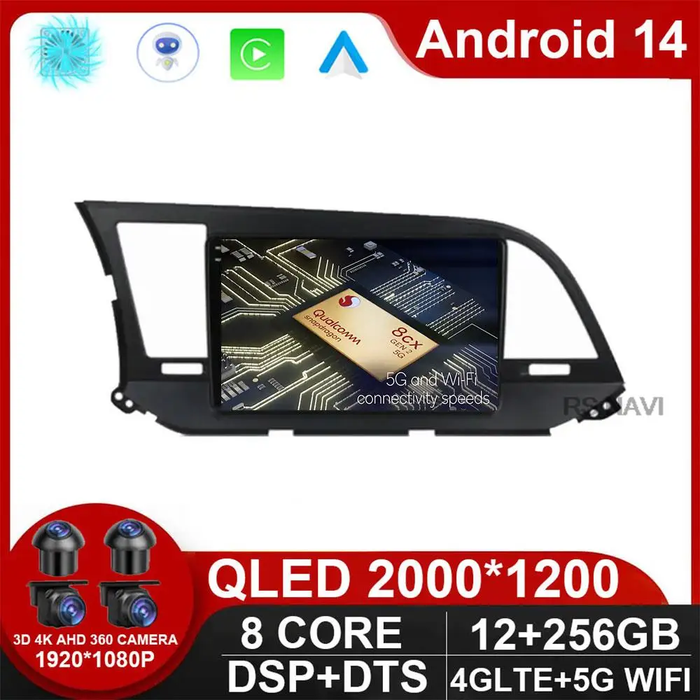 

Android 14 For Hyundai Elantra 6 2016-2018 Car stereo Radio Multimidia Video Player Navigation GPS DSP Carplay NO 2 din DVD