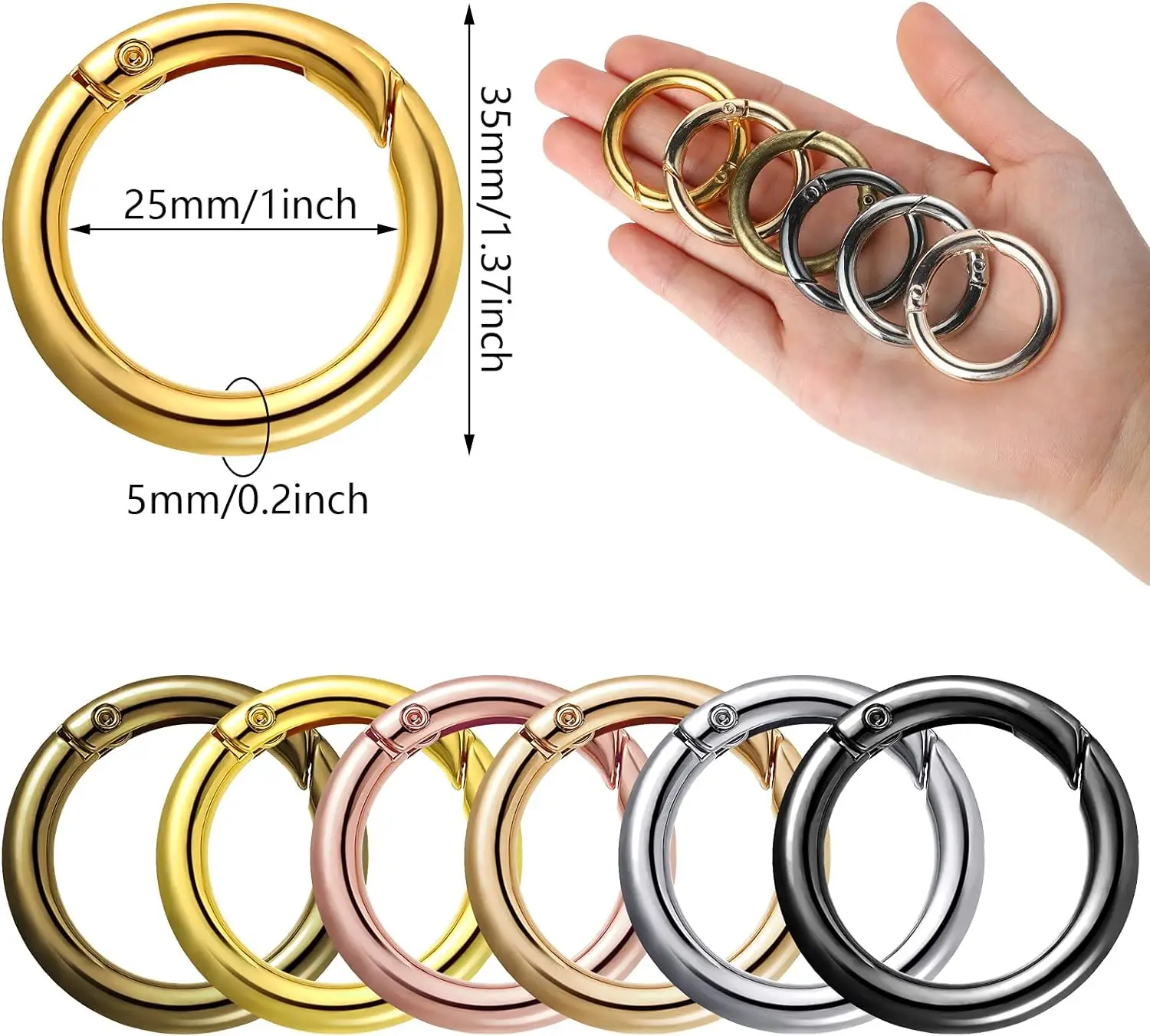 Hebilla Circular de Metal para bolso, mosquetón redondo con cierre de resorte, 10 piezas, accesorios de joyería DIY