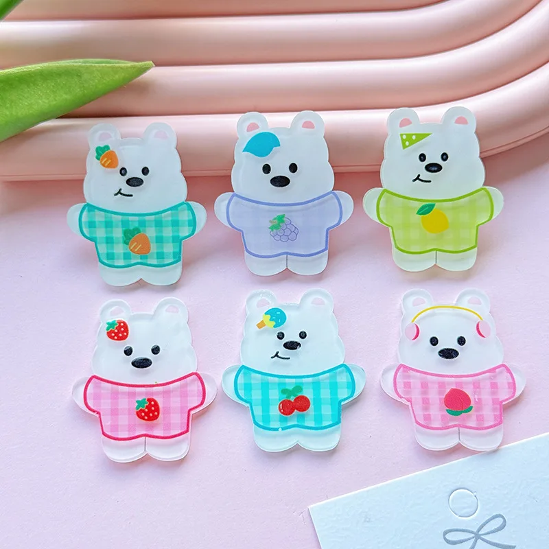 5 pièces miniso dessin animé acrylique mignon rouge pa flatback bricolage épingle à cheveux couvre-chef étui de téléphone portable sac hairb camarade de classe flatback