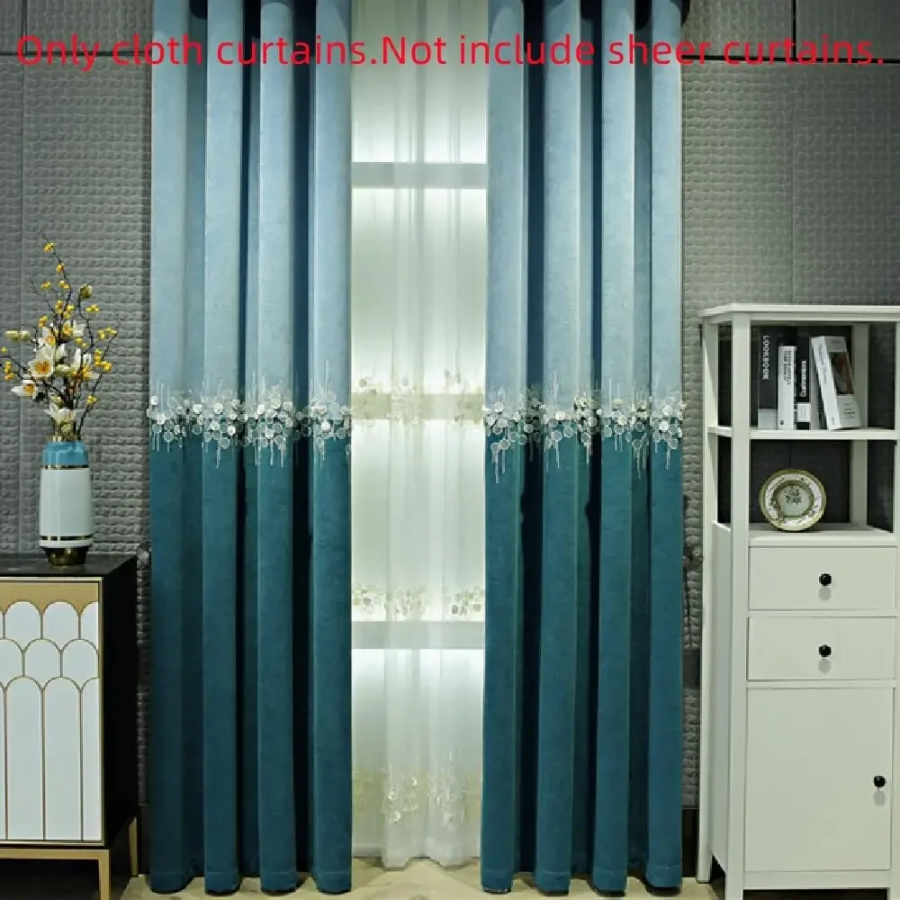 1 Panel 140cm Width European Curtain for Bedroom Living Room Beaded Semi-Blackout Curtain