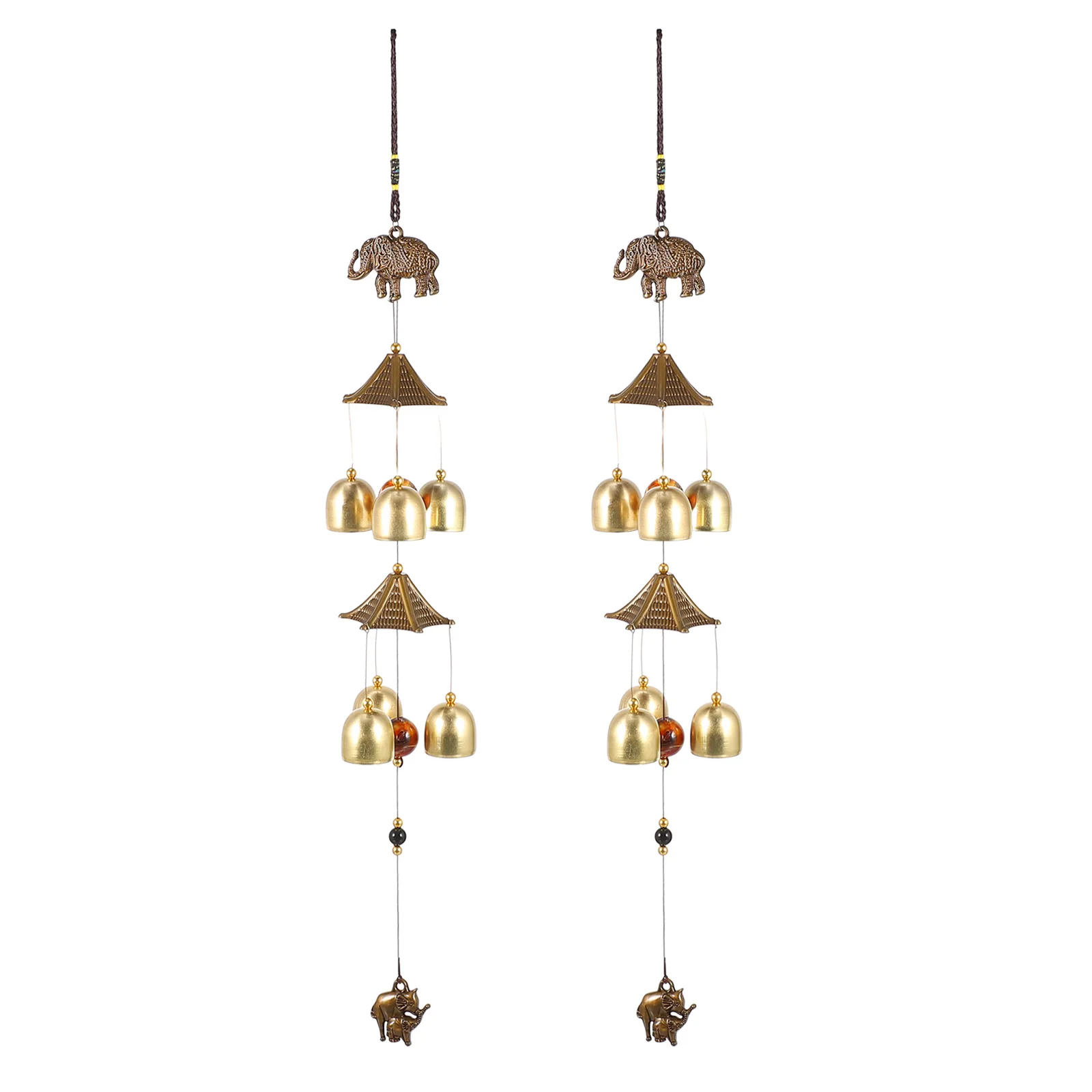 

2pcs Elephant Wind Chime Vintage Metal Hanging naments Home Decor Crafts Zinc Alloy Durable Gifts Relaxation Melody