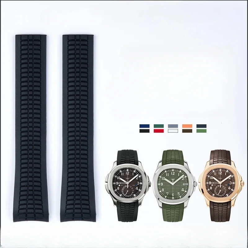 Imported 21mm Sweatproof Silicone Watchband for Patek Philippe 5167r Grenade Aquanaut Series Steel Convex Nails Watch Strap