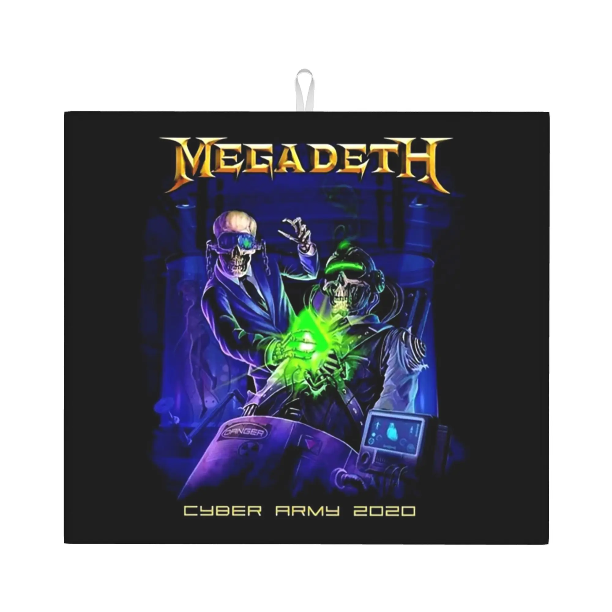 Megadeths Rock Band Cyber Army Drying Mat For Kitchen Waterproof Non‑Slip Oil Proof Reusable  Bathroom Countertop Protector Mat