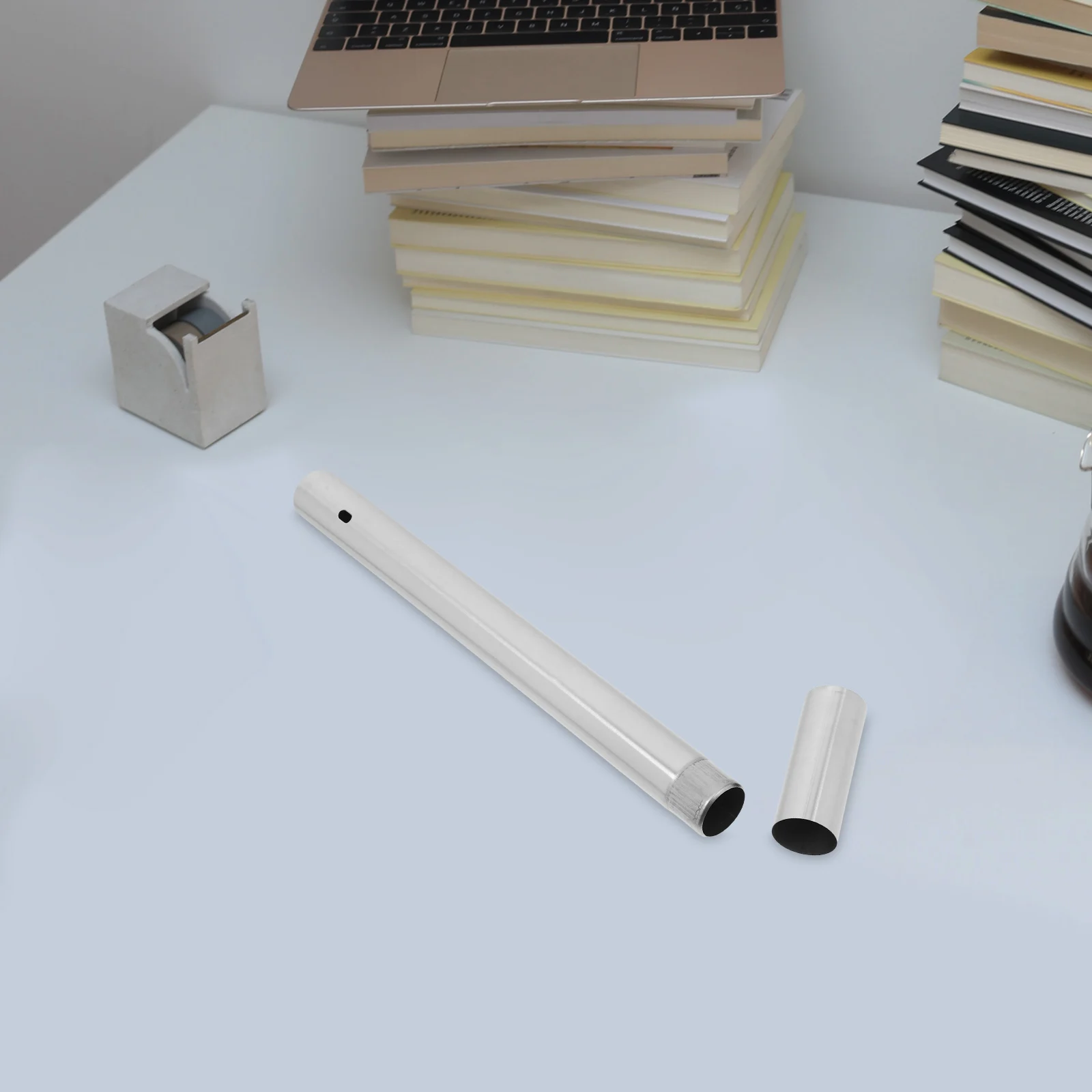 Stationery Document Storage Tube Baptism Certificate Vintage Silver Stainless Steel