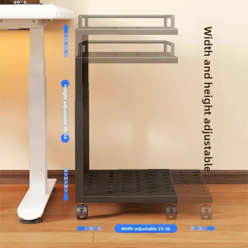 Computer Main Host Bracket Stand Mobile Office Desk under Table Desktop Case Base Home Office with Roller Storage Rack