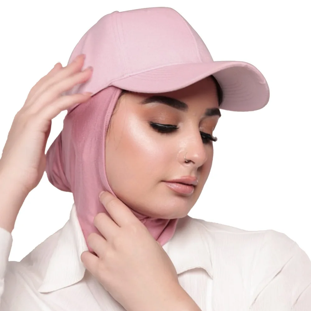 

Muslim Women Jersey Hijab with Baseball Cap Ready To Wear Instant Jersey Hijabs Turban Cap Bonnet Head Wrap Shawl Brim Visor Hat