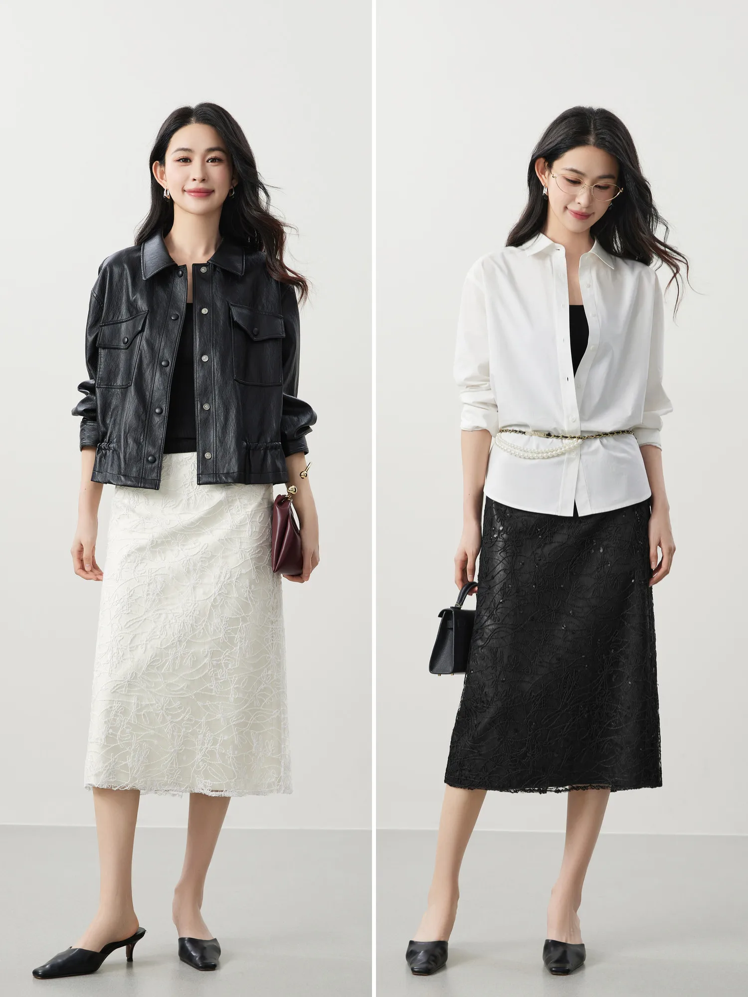 

Elegant and Romantic, Heavy Industry Lace Yarn, Bead Embroidered High-waisted A-shaped Skirt, New in Spring 2026