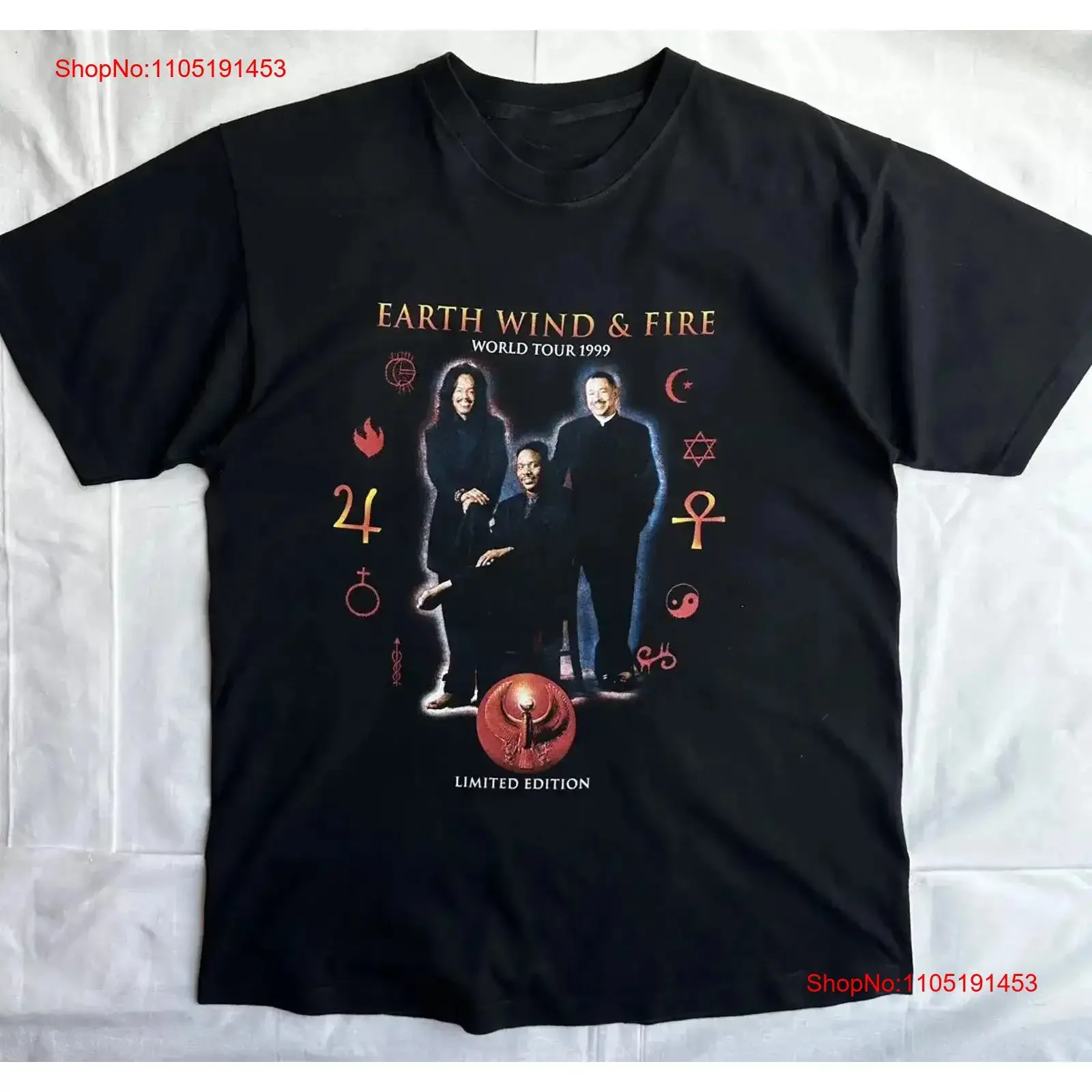 

Vtg Earth Wind and Fire World Tour Cotton Black All Size T Shirt For Men C298 vintage Washed Unisex Stretched Versatile