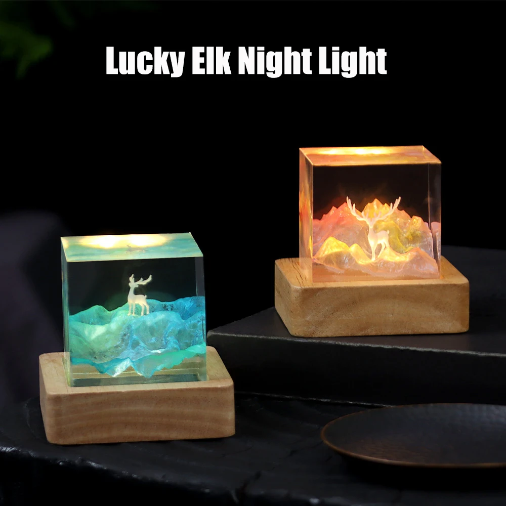 

Lucky Elk Night Light For Bedroom Decoration Home Office Desk Decoration Accessories Ambient Light Night Lamp Festivals Gifts