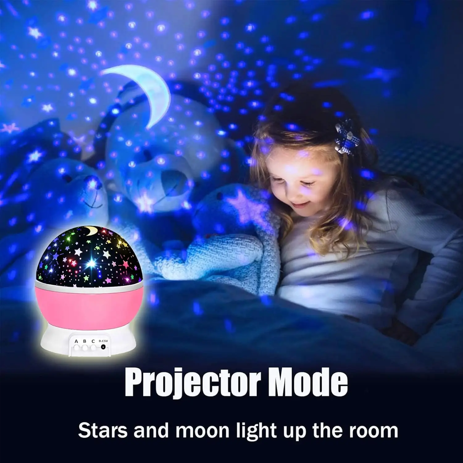 Brinquedos de projetor estrela para meninas, brinquedo sensorial infantil, alimentado por USB 360 °   Lâmpada giratória, presente de aniversário de Natal perfeito para adolescentes