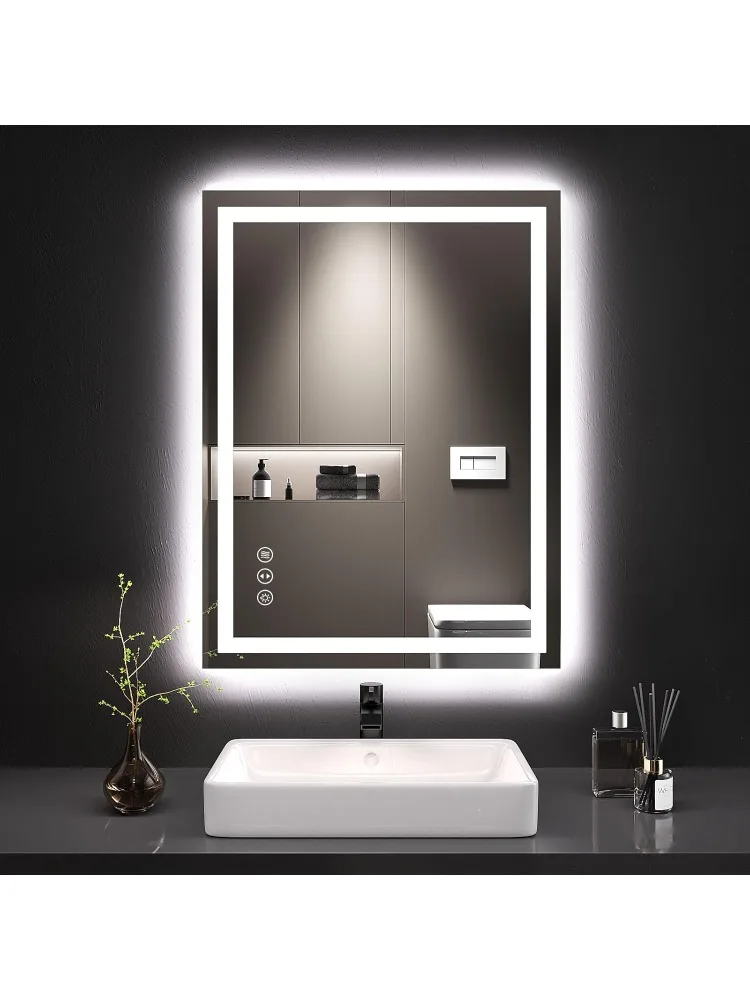 24X32 LED Bathroom Mirror with Lights, Anti-Fog, Dimmable, Backlit + Front Lit, Lighted Bathroom Vanity Mirror for Wall