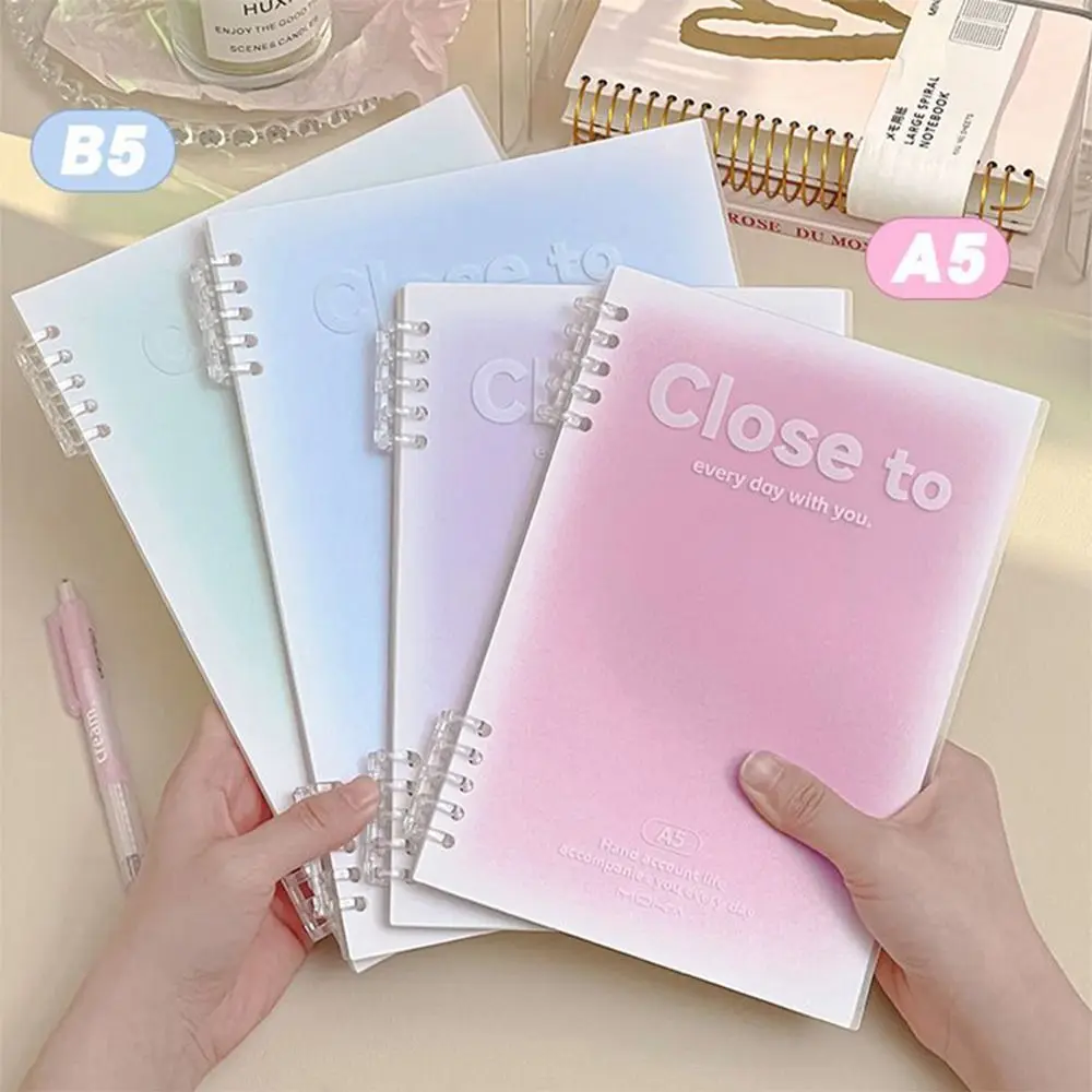 High Quality A5/B5 Loose Leaf Notebook Horizontal Line Gradient Color Ring Binder Notepad Journal Planner School Office Supplies