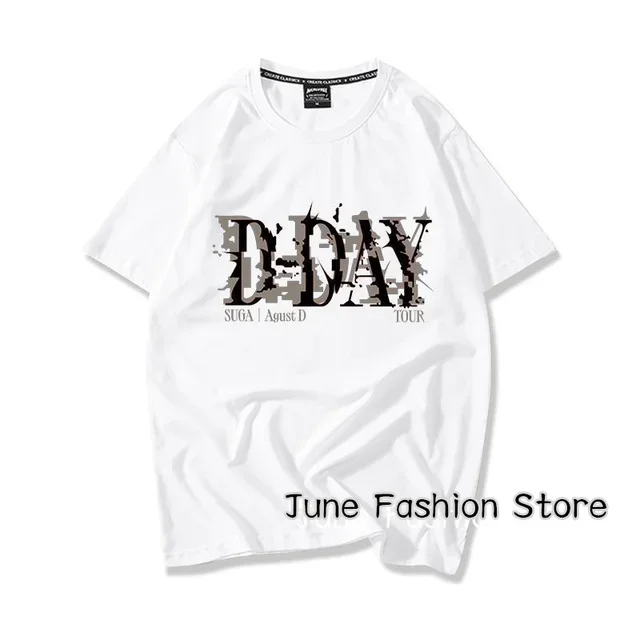 Kpop Suga Agust D D-DAY T-Shirt Summer Women Clothing Fashion Tops Tees Men Casual Solid Color korean Y2K  quick drying