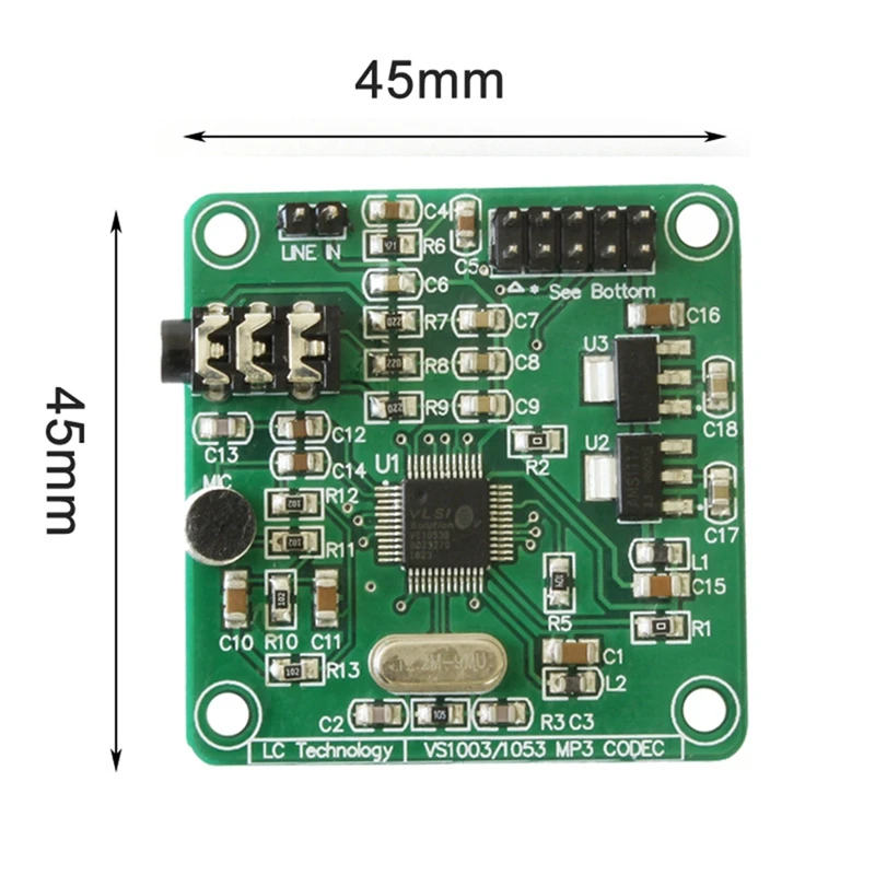 VS1053 Audio Decoding Module MP3 Player On-Board Spare Parts Recording Function VS1053 MP3 Audio Decoding Development Board