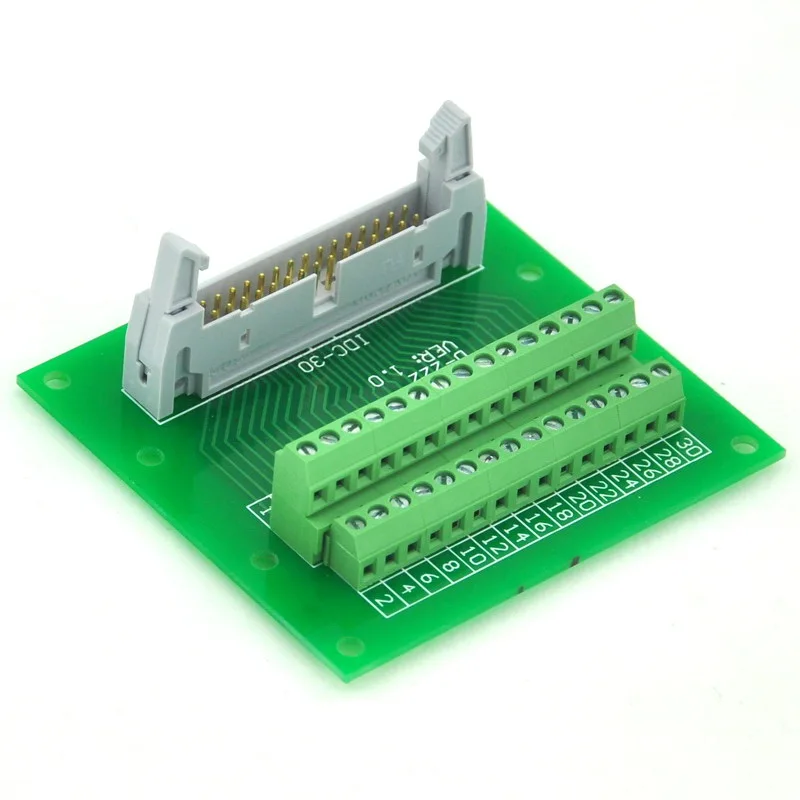 

ELECTRONICS-SALON IDC30 2x15 Pins 0.1" Male Header Breakout Board, Terminal Block, Connector.