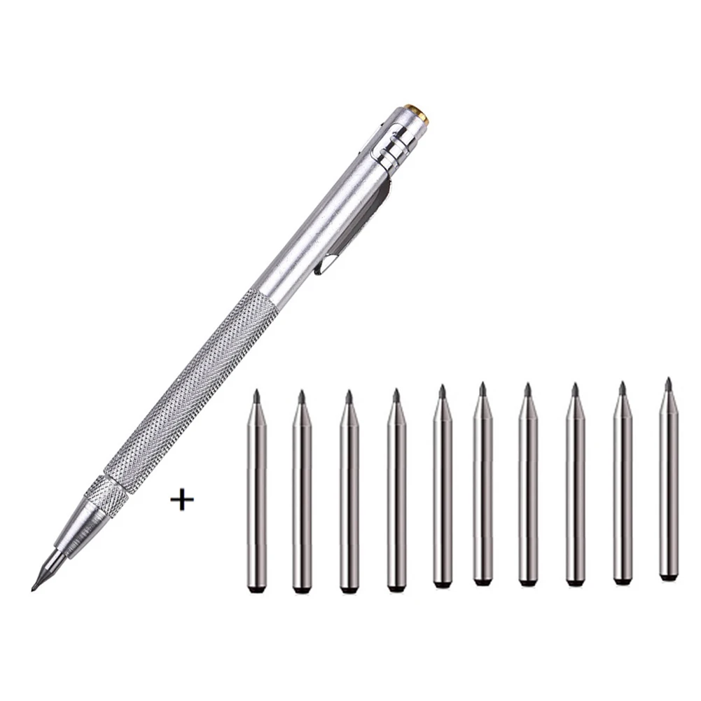 11PCS Tungsten Carbide Tip Scriber Engraving Pen Marking Tip for Glass Ceramic Metal Wood Carving Scribing Hand Tools