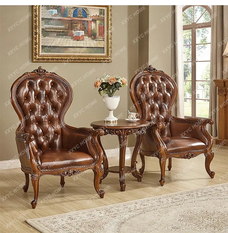 

Leather leisure chair villa living room retro negotiation chair meeting chair
