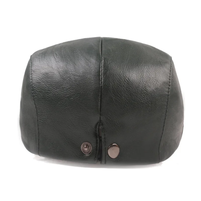 Unisex Vintage Kunstleder Flachmütze Retro Britischer Ivy-Hut Weiche Kurzbrim-Baskenmütze für Männer und Frauen Herbst Winter Casual Street Hat – Detail 5