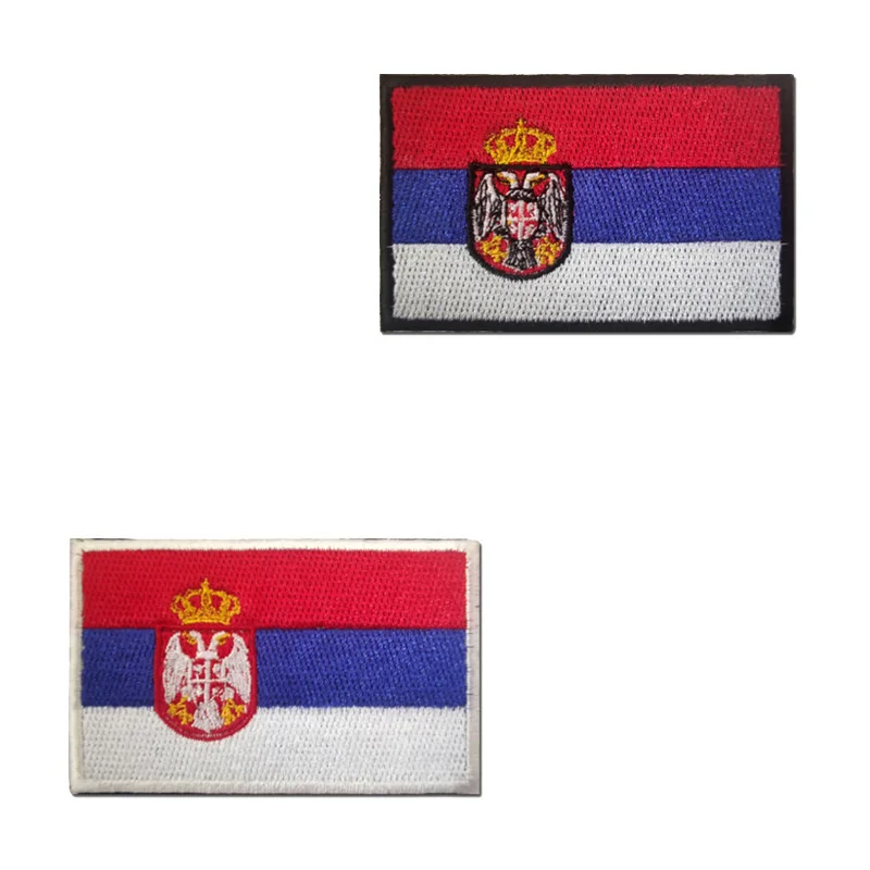 Serbian Flag Embroidery Patches Hook Loop Tactical Military Patch Army Backpack Cloth Decoration Stickers