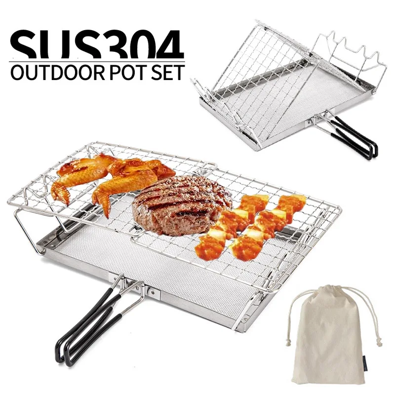 

Outdoor Stainless Steel Toaster Grill Toast Grill Net Foldable Barbecue Bread Toaster BBQ Grill Portable Grilled Fish Net