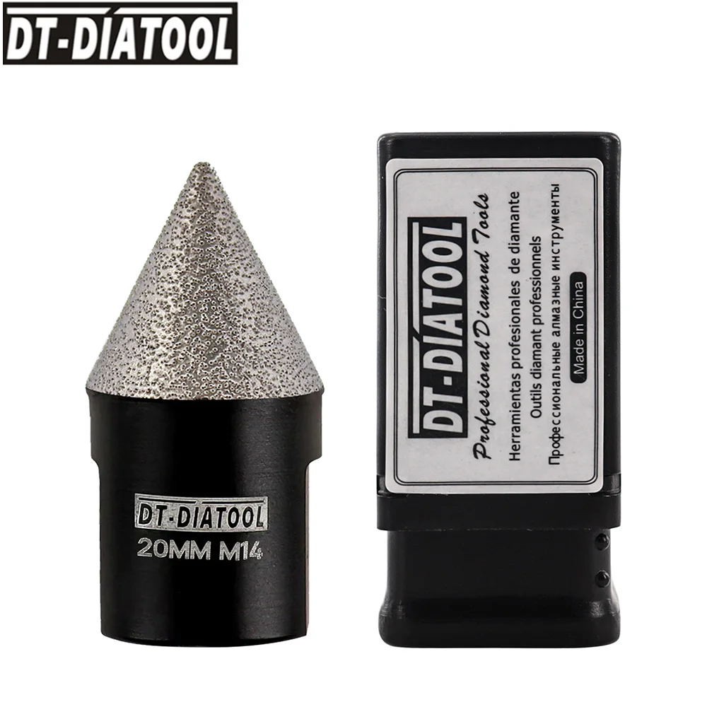 

DT-DIATOOL 1pc Vacuum Brazed Diamond Bits 20mm M14 Finishing Hole Tool Ceramic Tile Enlarge Shape Round Bevel Beveling Chamfer