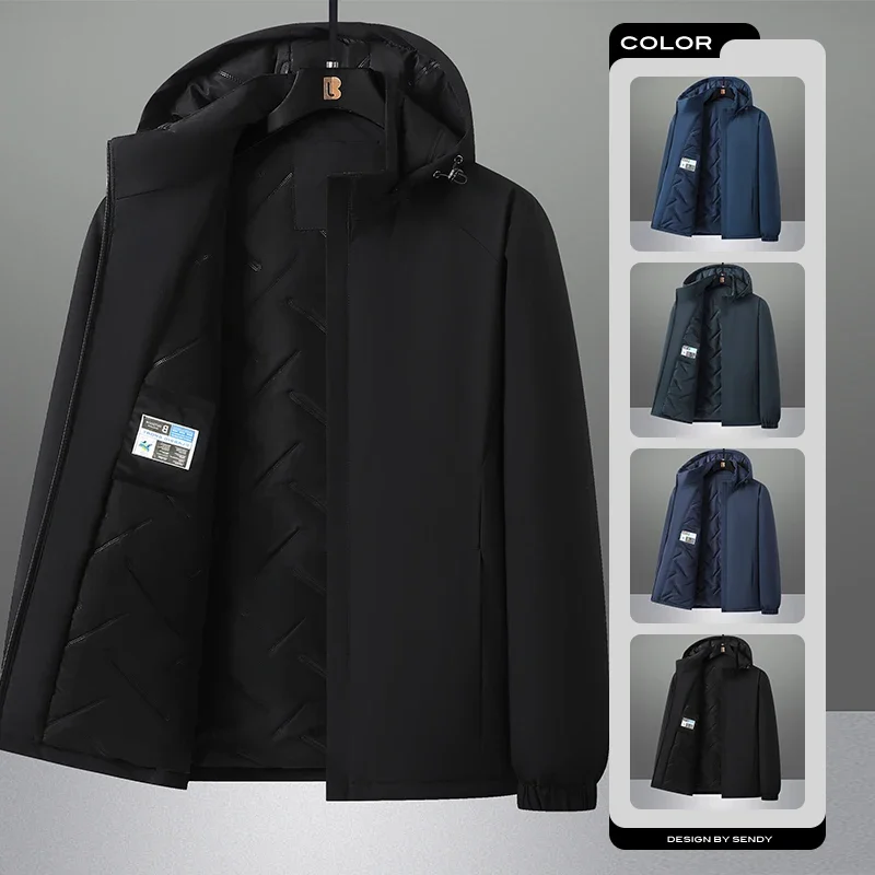 

Men Casual Style Loose Large Size High-Grade Jacket Autumn and Winter New Fashion Sports Waterproof Plus Cotton Thick Warm Coat