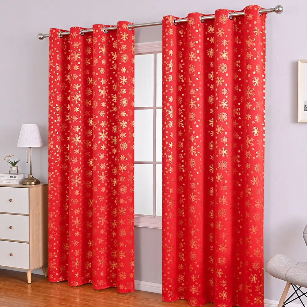 

Snowflake Curtains Holiday for Living Room Christmas Decor Shaped Decoration Panel